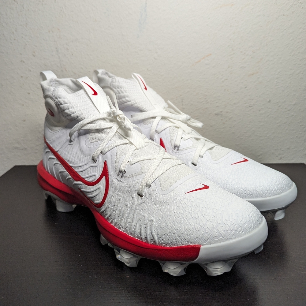 Nike Mens Sizes Alpha Huarache NXT MCS White University Red Baseball Cleat - Picture 4 of 7
